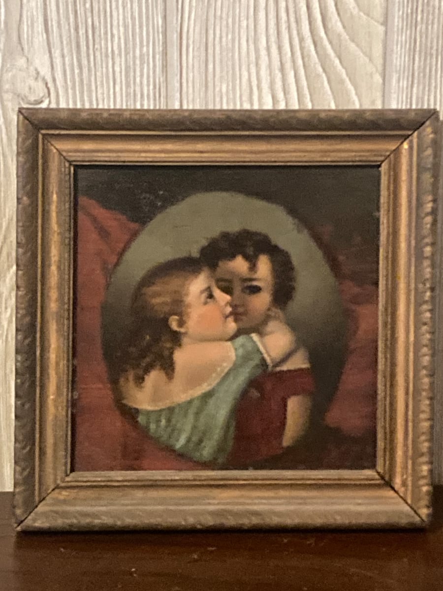 Victorian painting of hugging kids 