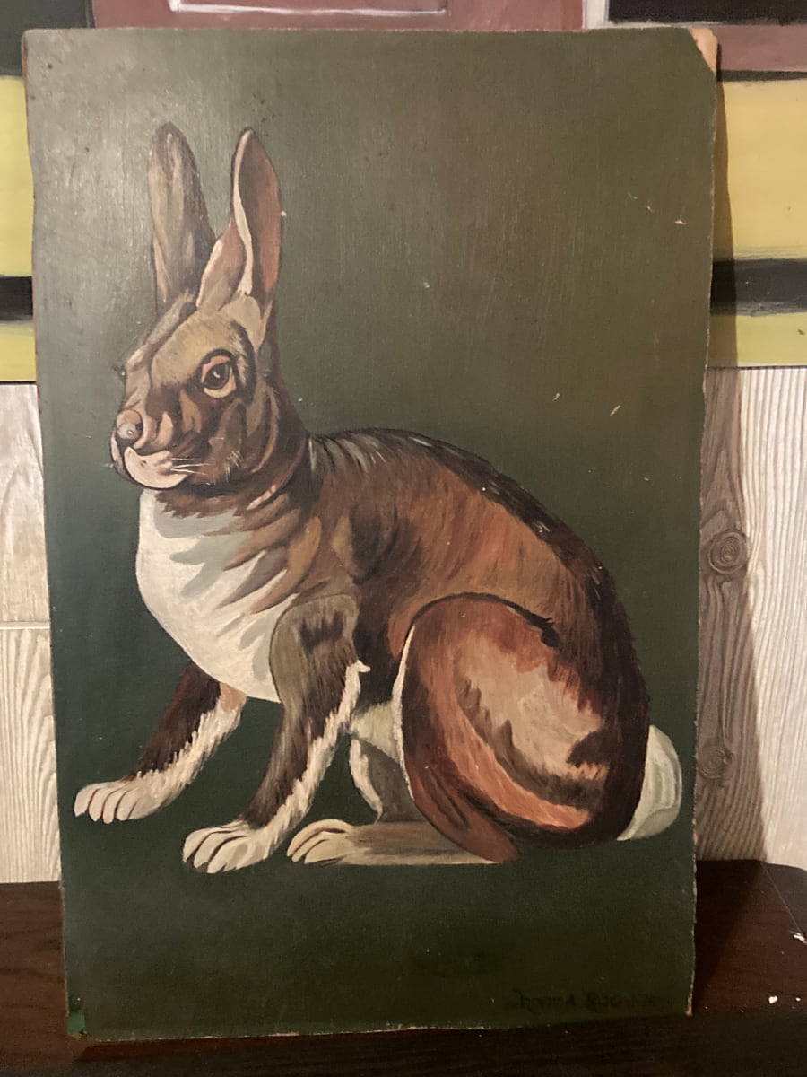 Jack rabbit painting on board 