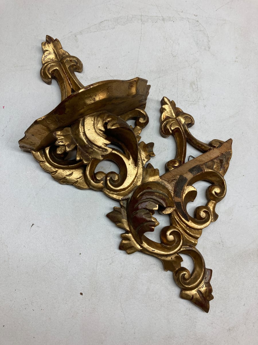 gold double wood shelf 