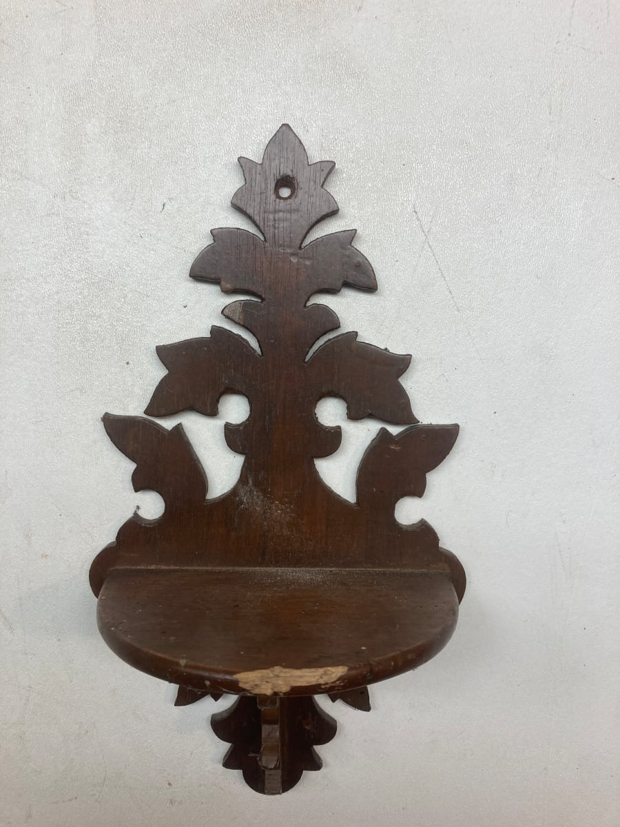 turn of the century walnut carved shelf 