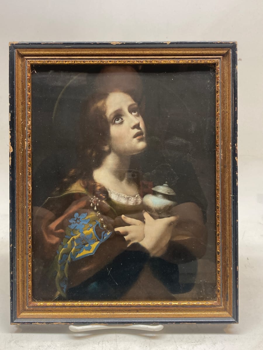 Framed religious print of a girl 