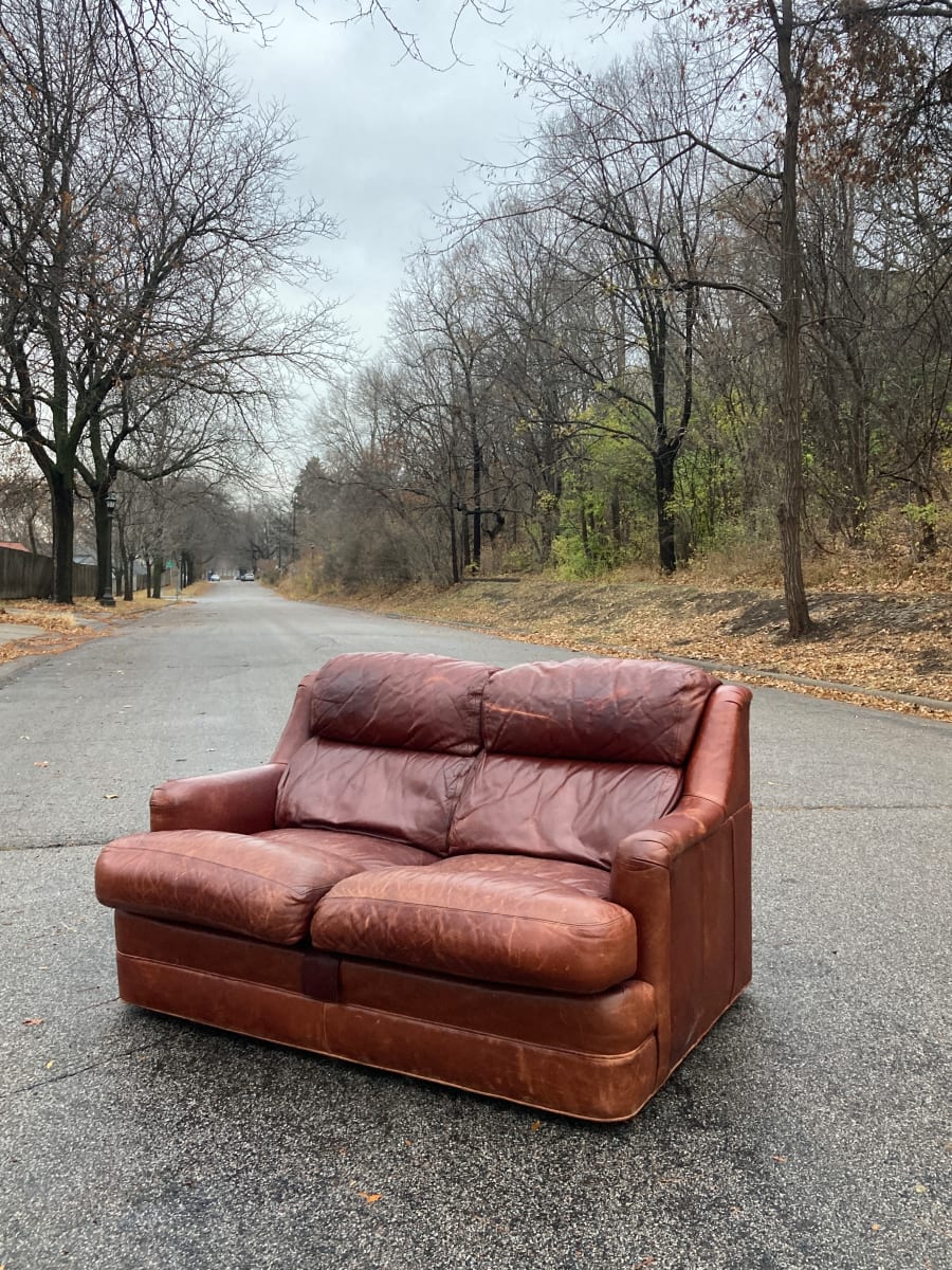 Sherrill leather love seat 