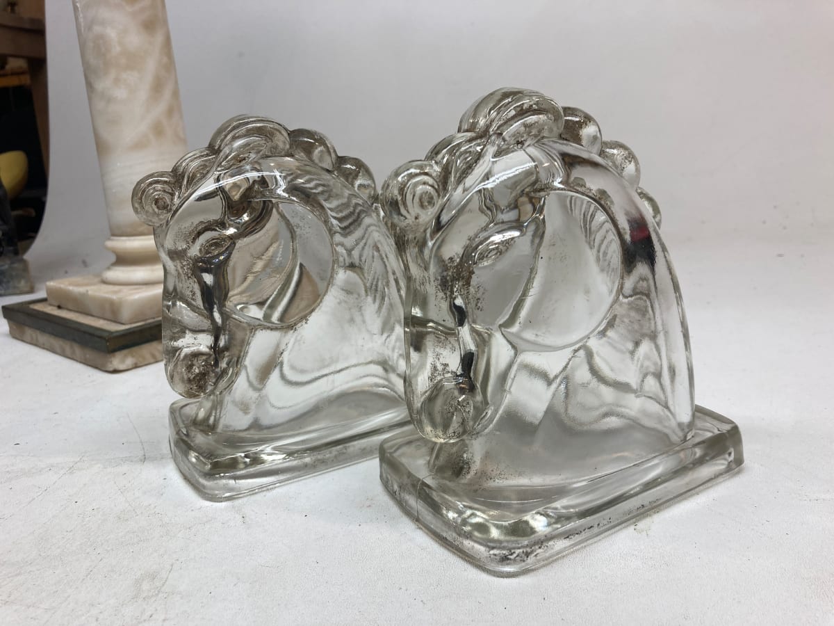 ART DECO glass Horse bookends 
