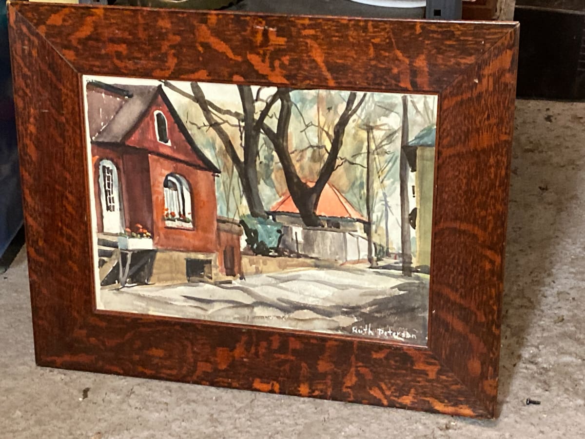 Watercolor of street scene by Ruth Peterson 