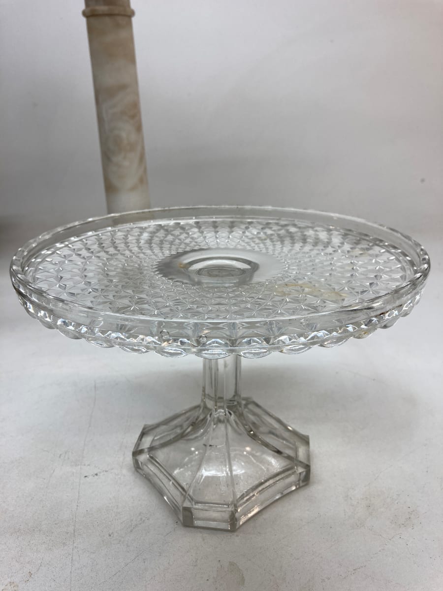 pressed glass cake plate 