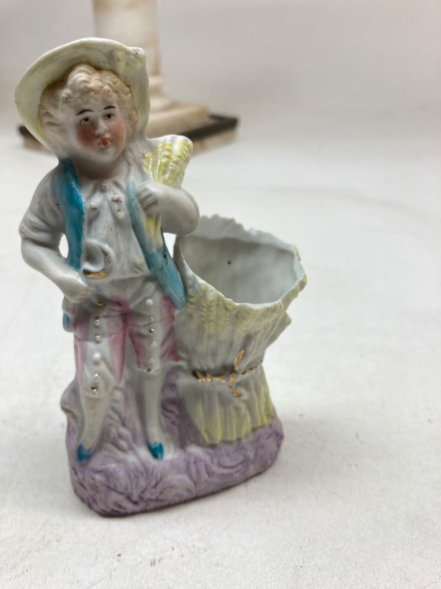 Victorian porcelain boy figure planter 