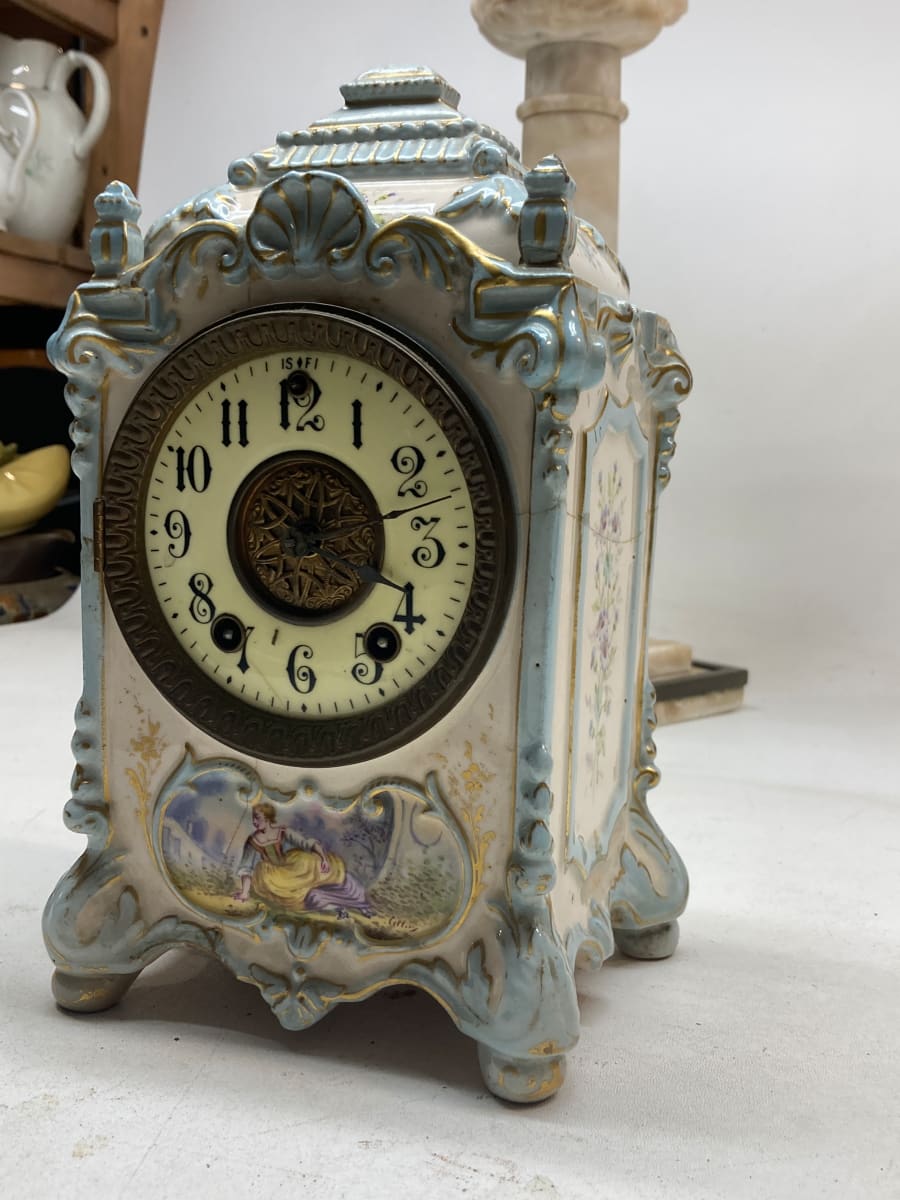 Turn of the century porcelain clock (as is) 