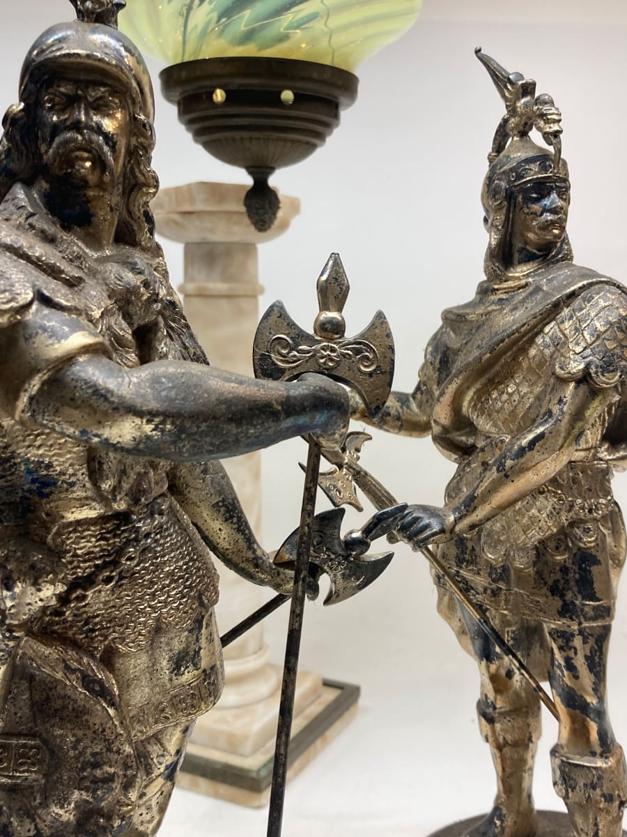 Pair of spelter guard figures 