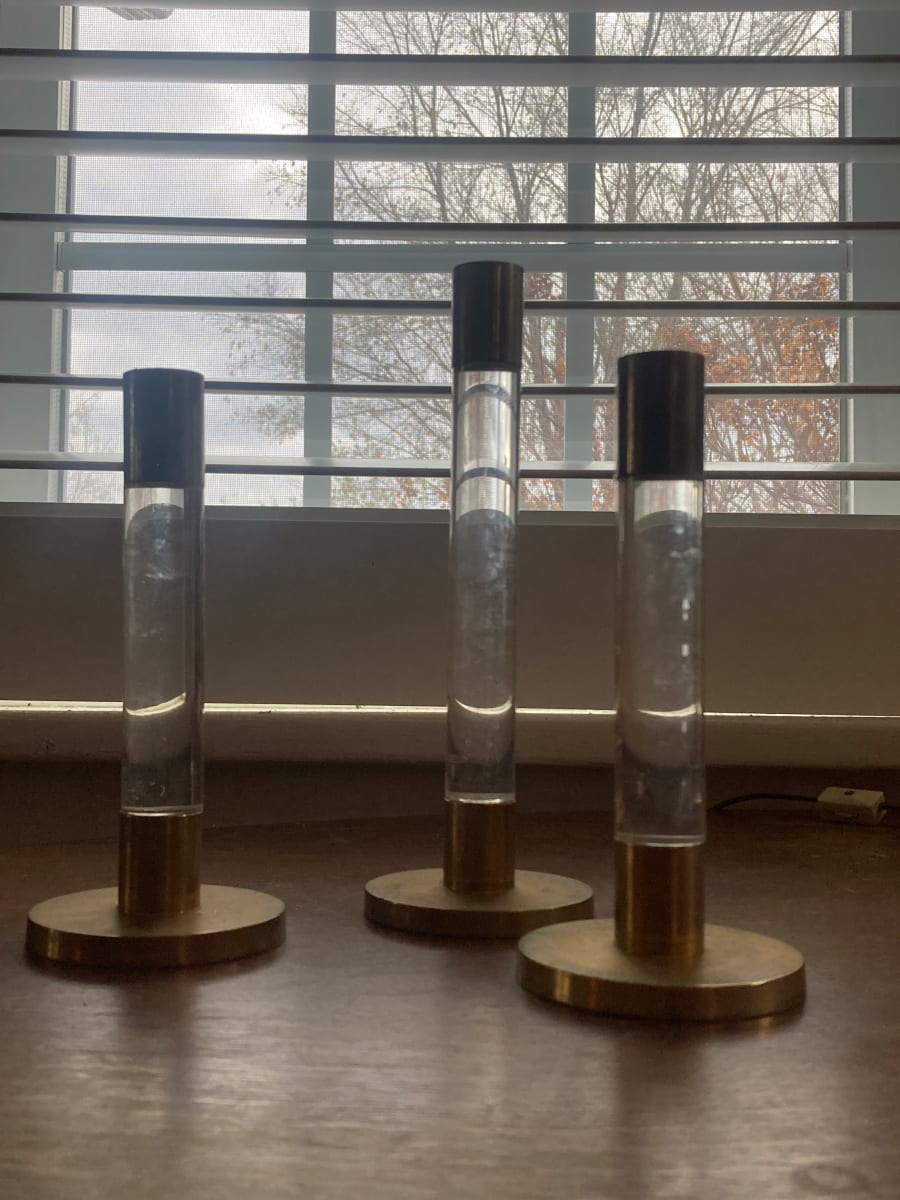 Karl springer glass and brass candlesticks 