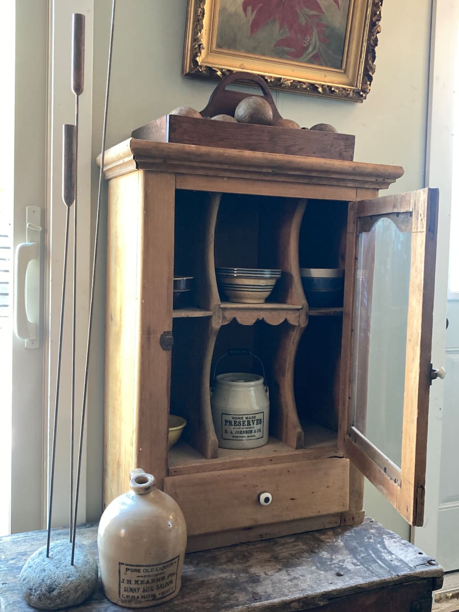 Primitive small pine cupboard 