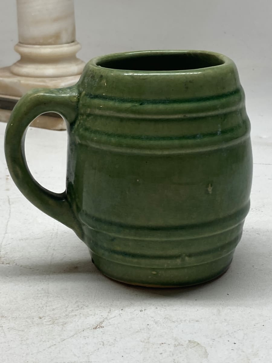 green pottery mug, Image 2.
