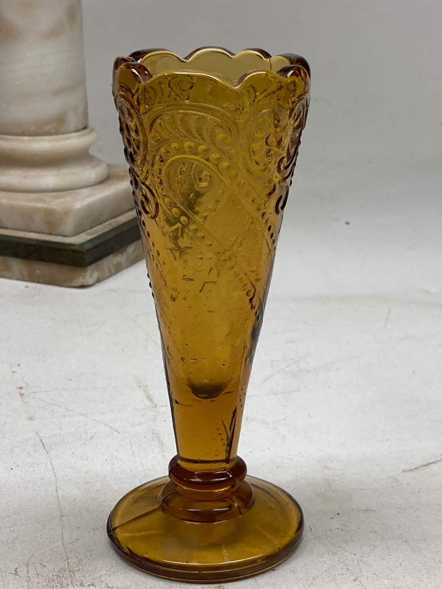 Amber art glass bud vase 