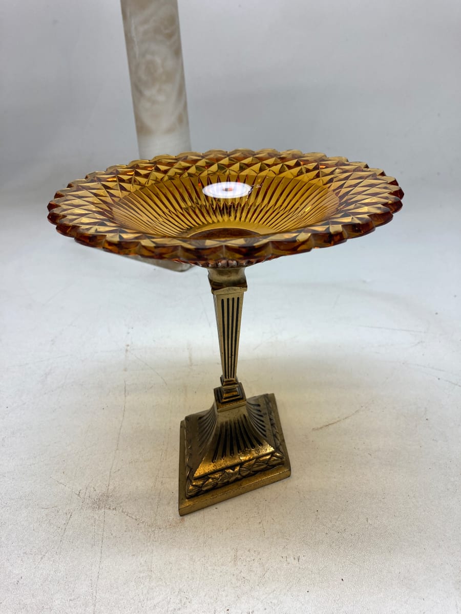 Pairpoint art glass amber compote 