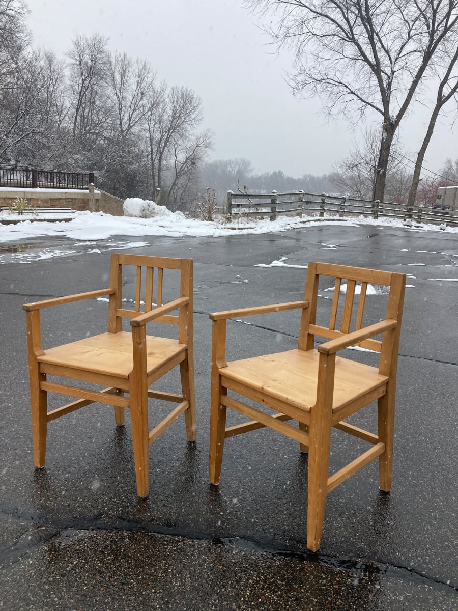 Pair of European Pine chairs 