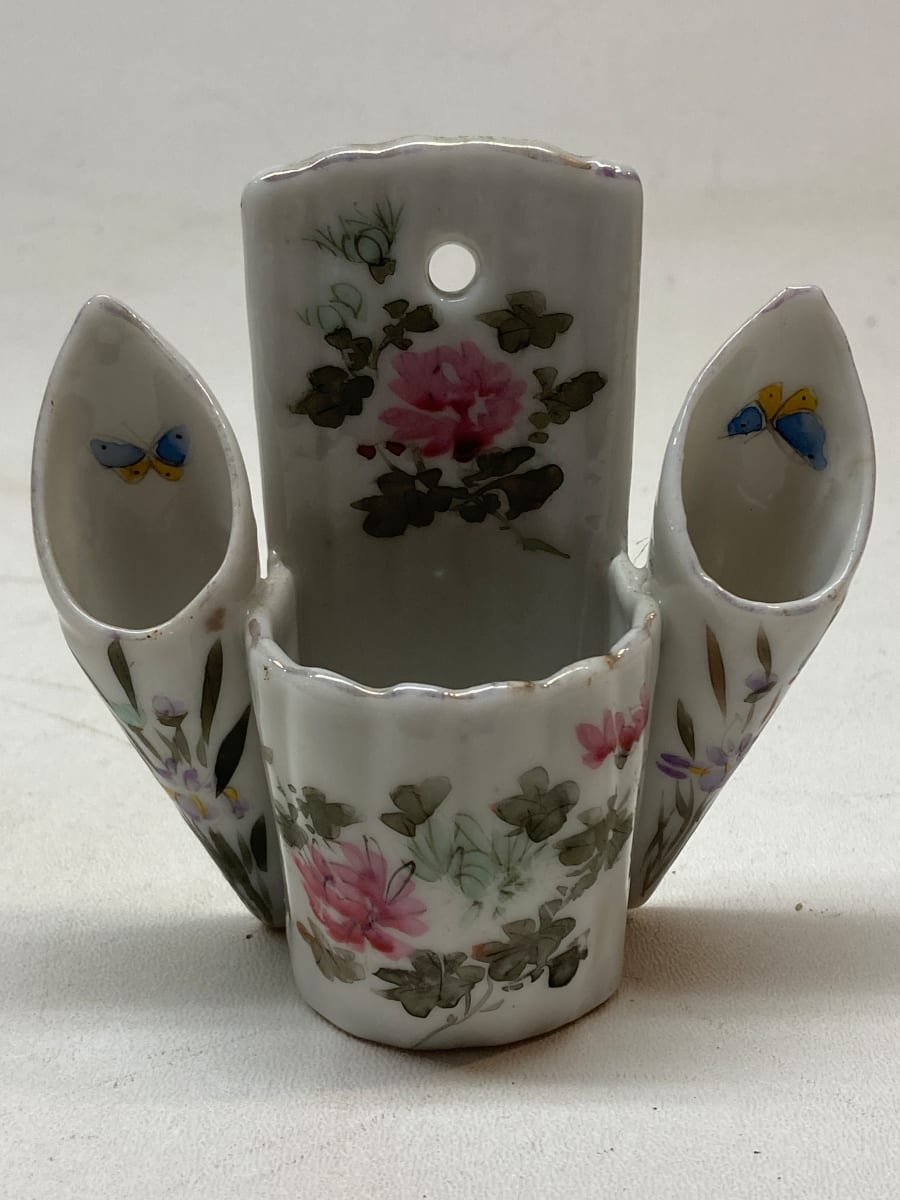 Small floral wall porcelain bud vase 