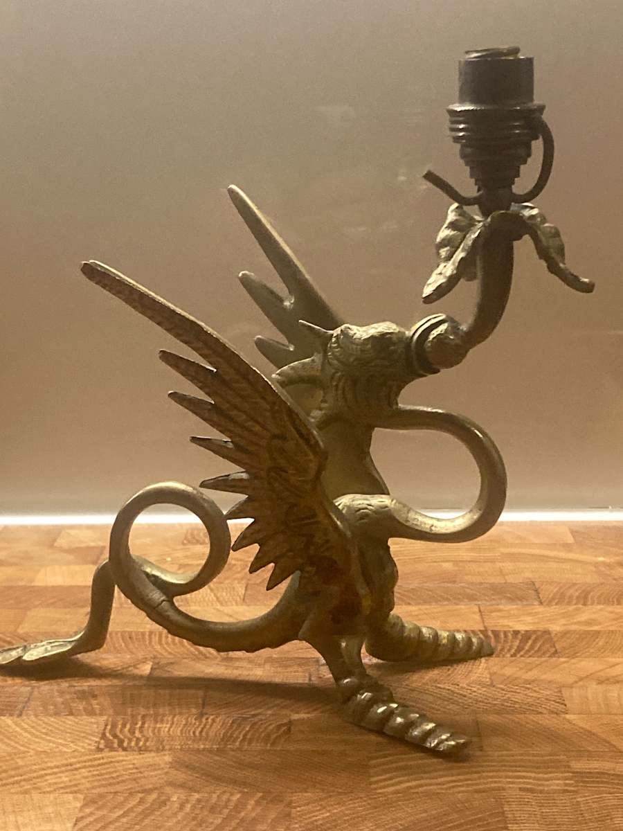 Vintage Brass winged Dragon lamp 