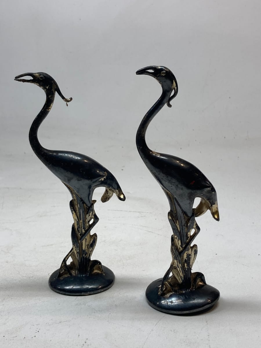 Art Deco pair  of metal herons 