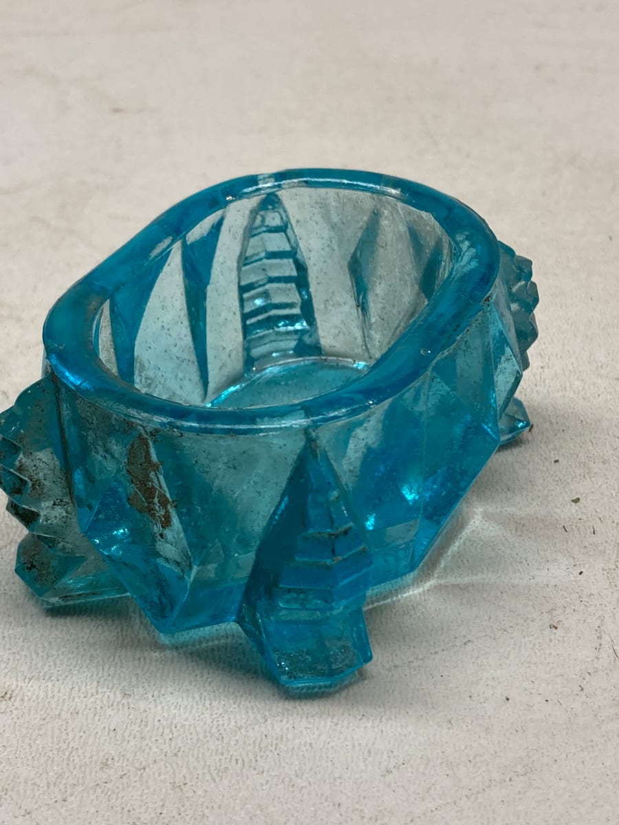 Small blue Victorian toothpick glass holder 