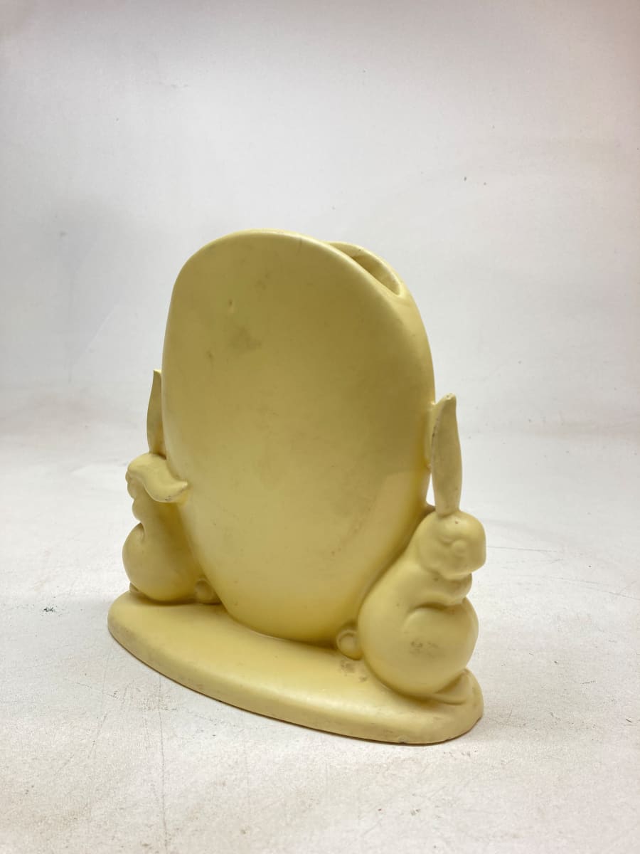 Yellow bunny pottery vase 