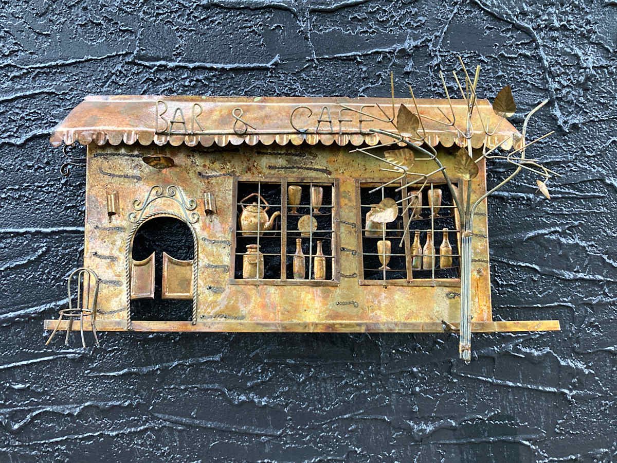 Enesco Bar and Cafe metal wall scene, Image 1.
