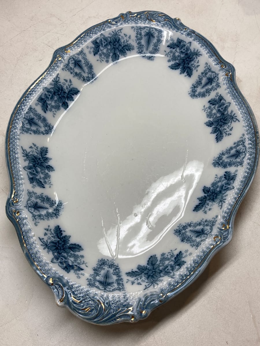 Large blue and white serving platter 