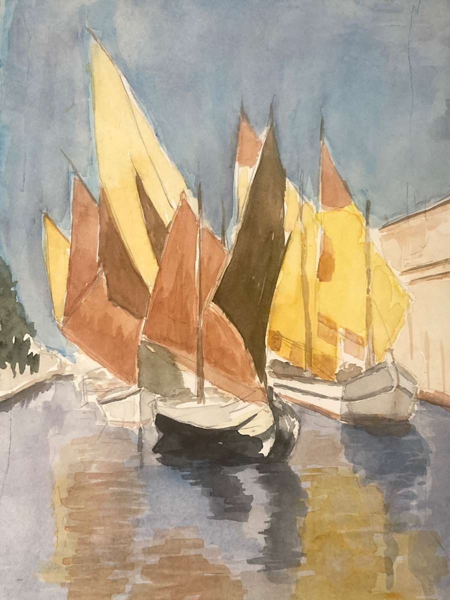 Original watercolor of sailboats 