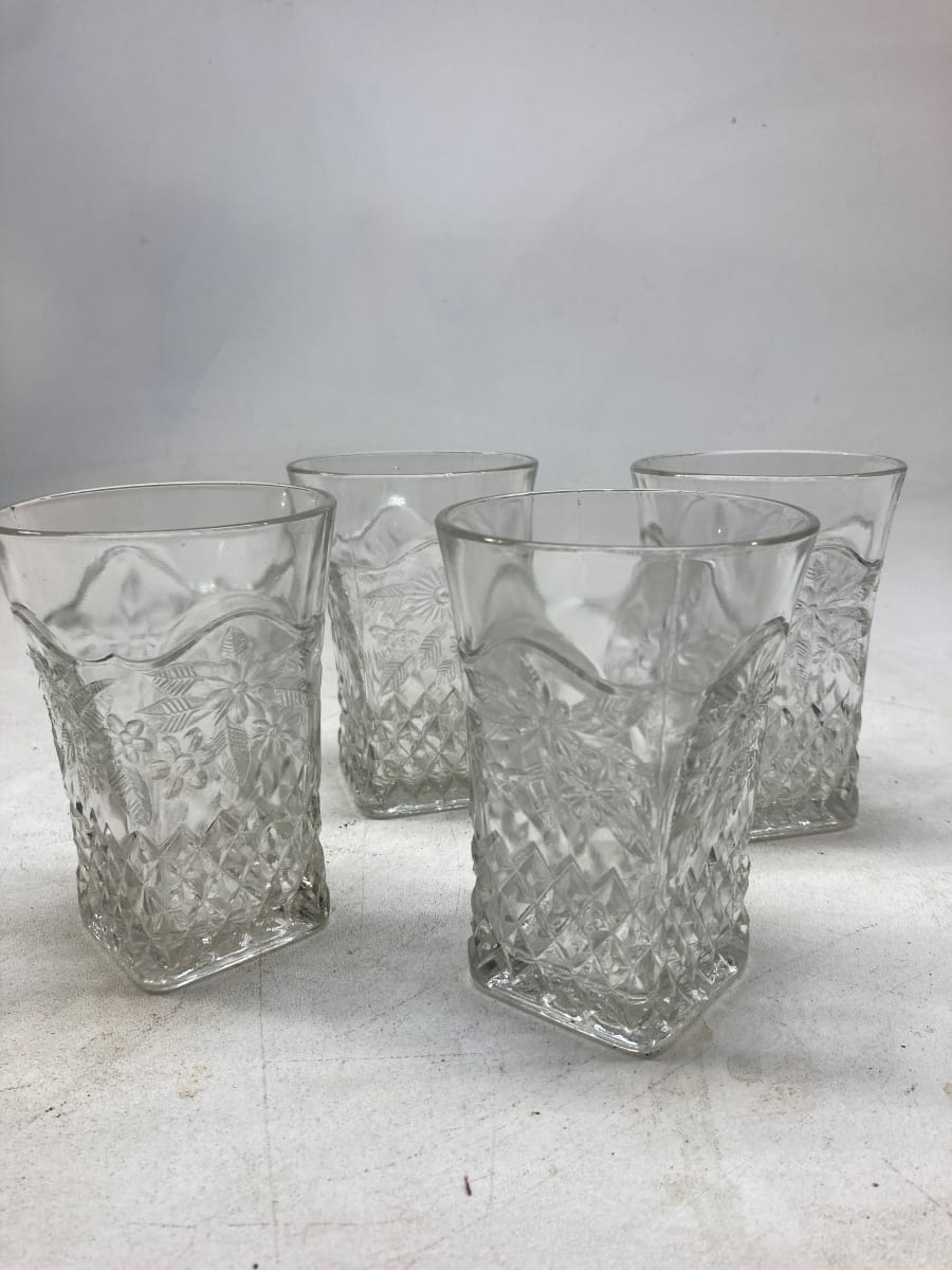 pressed glass tumblers (4) 