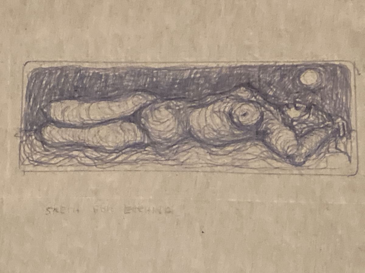 Original ink nude drawing by James Quentin Young 