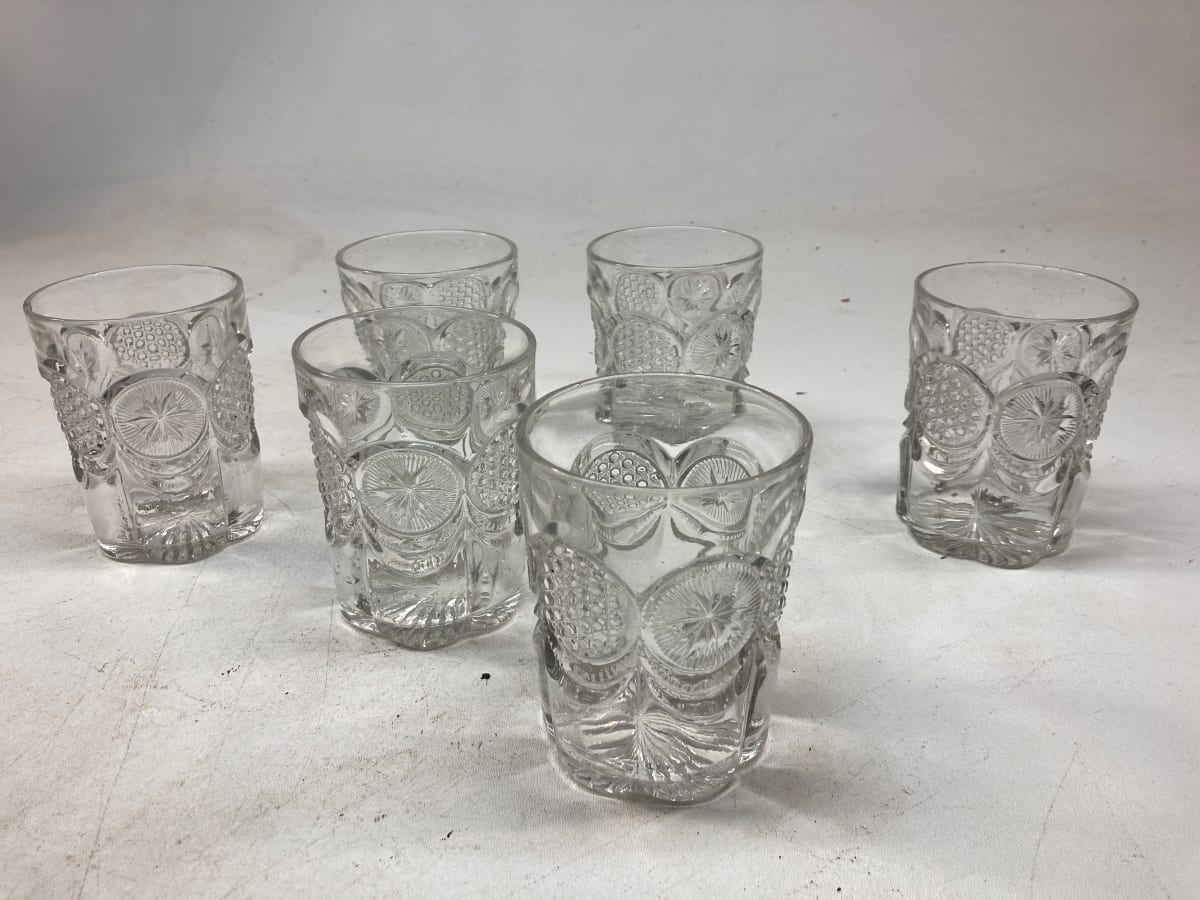 set of 6 pressed glass water tumblers 