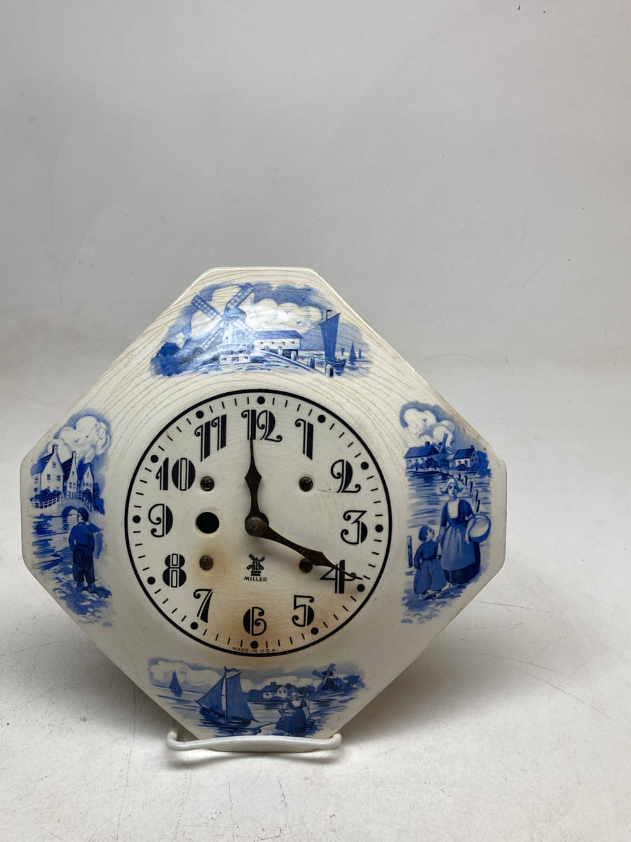 decorated dutch blue and white clock, Image 2.