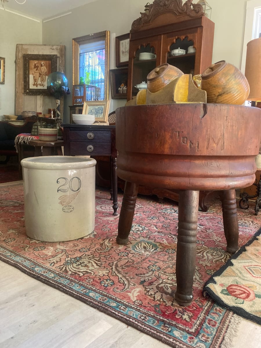 19 th century folk Americana butcher block table 