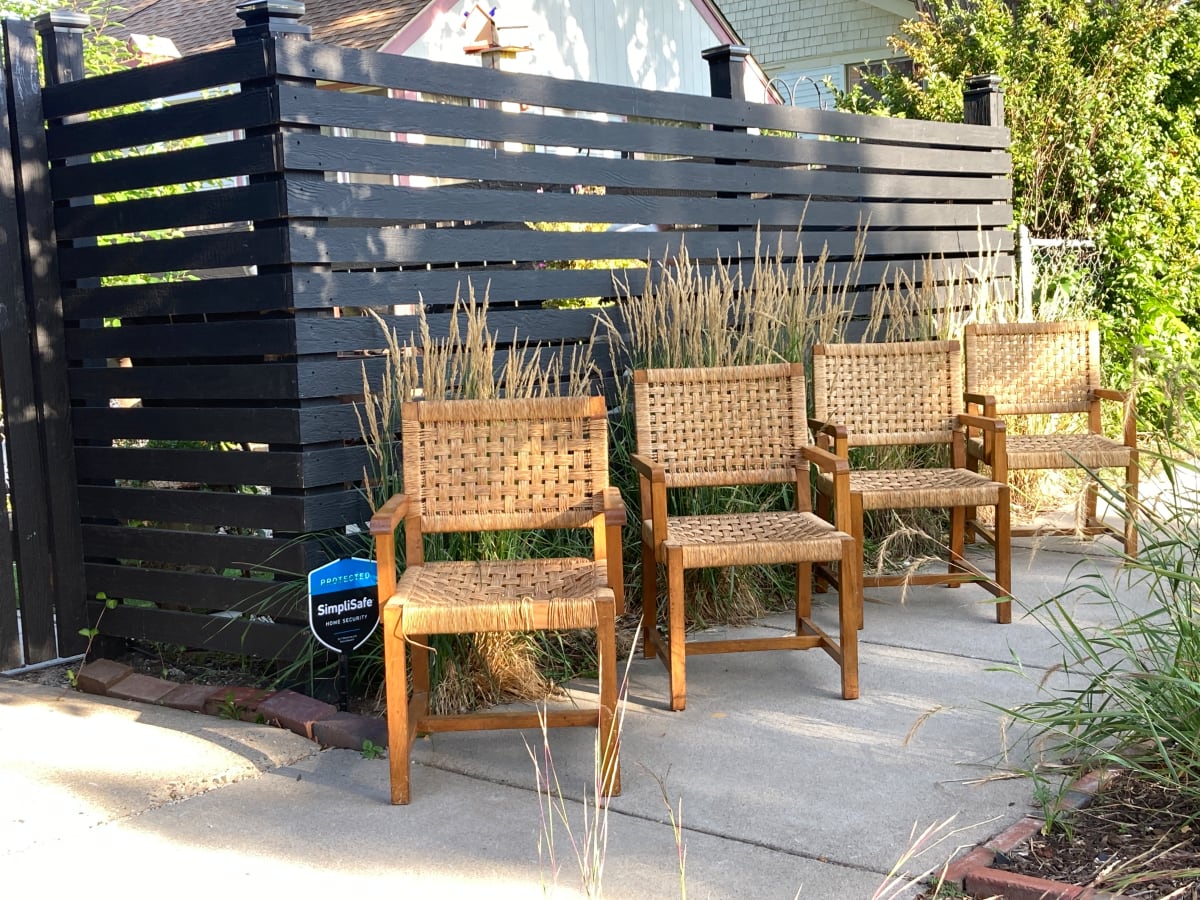 pair of  Mexican  woven chairs with woven seat 