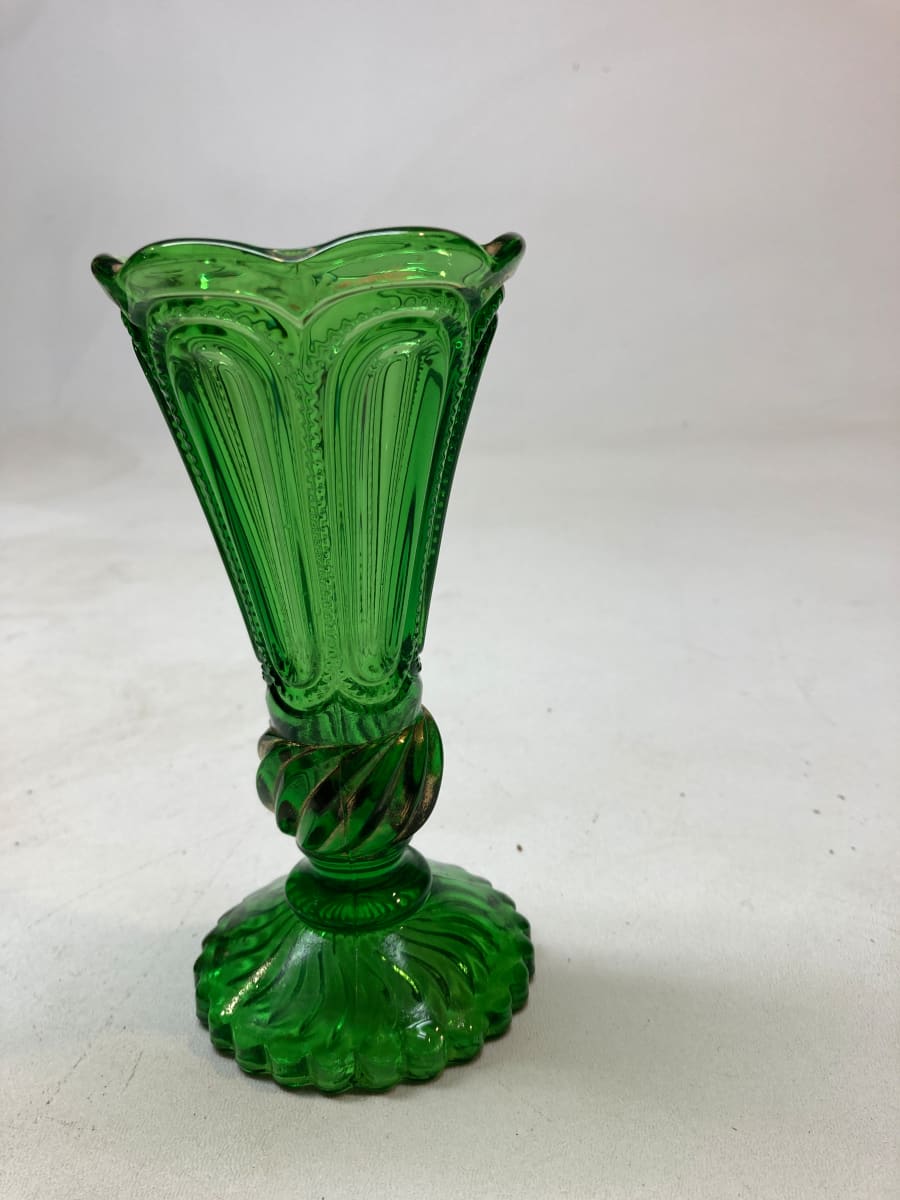 Green pressed glass vase 
