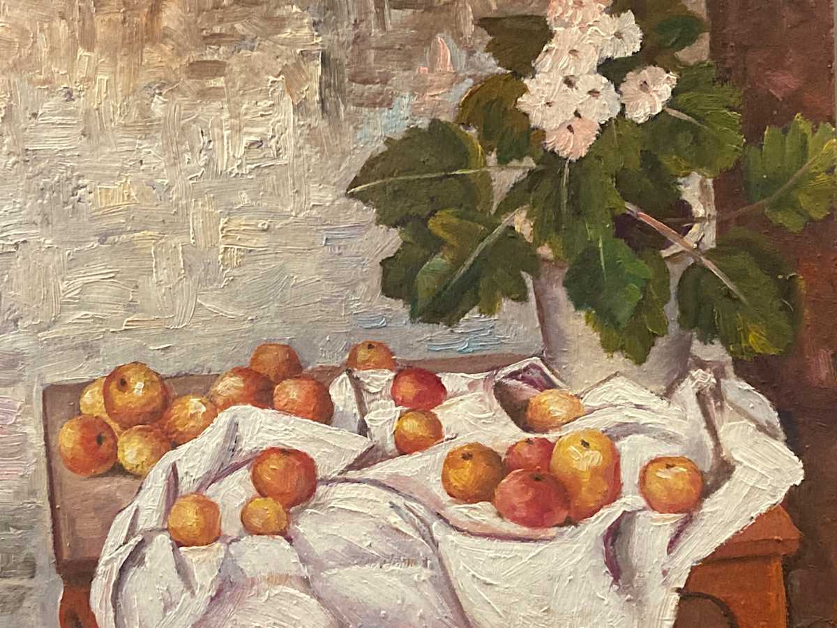 Original painting of oranges on a table 