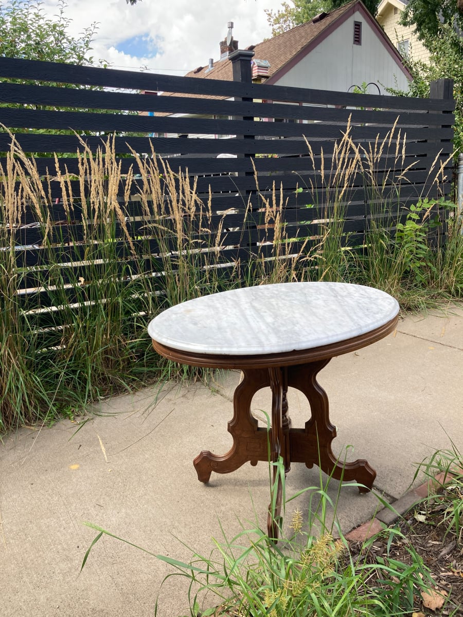 Marble top oval table 