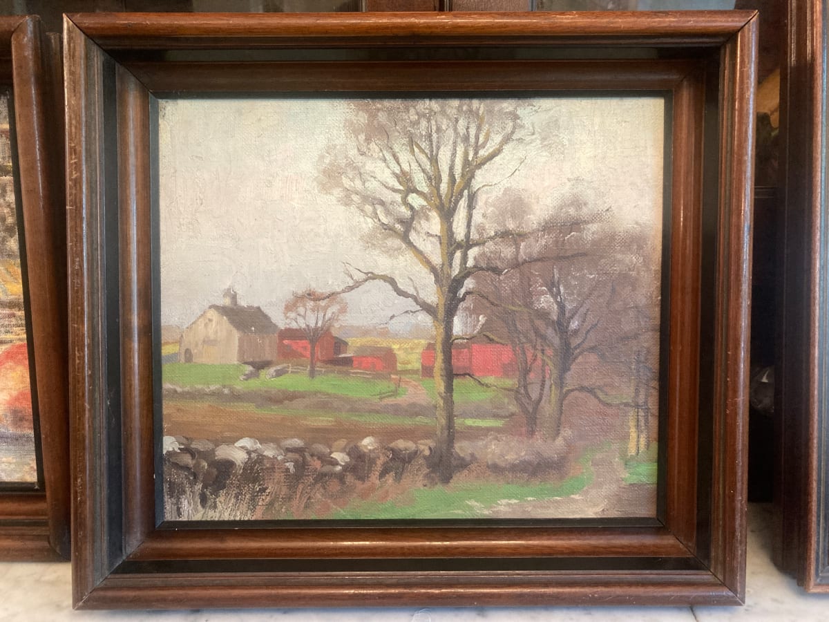 framed farm oil painting  by Carl G. T. Olson 