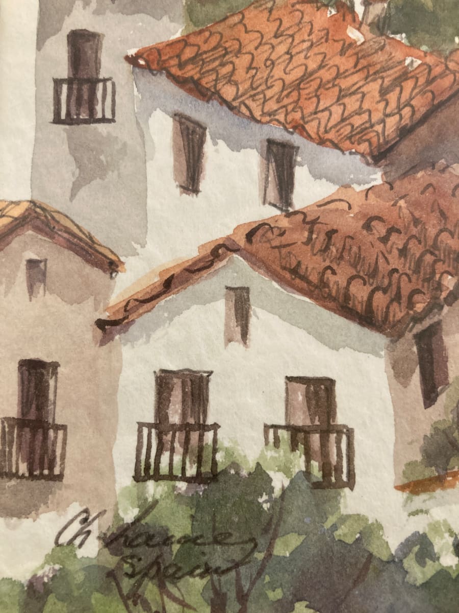 Original Watercolor from Spain Rooftops 