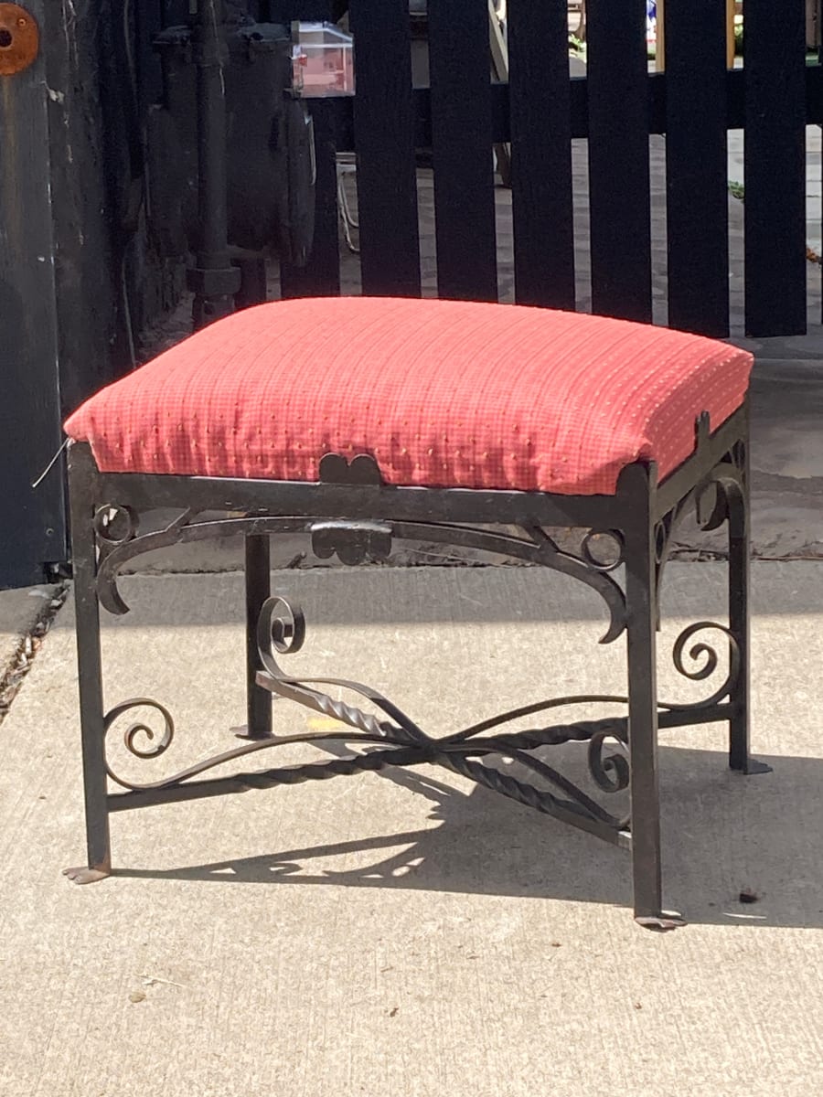 Wrought iron small ottoman or stool 