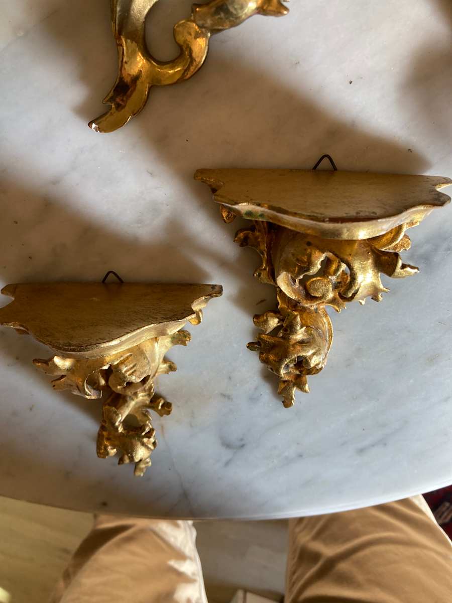 hand carved Italian gold guilt wall shelves 