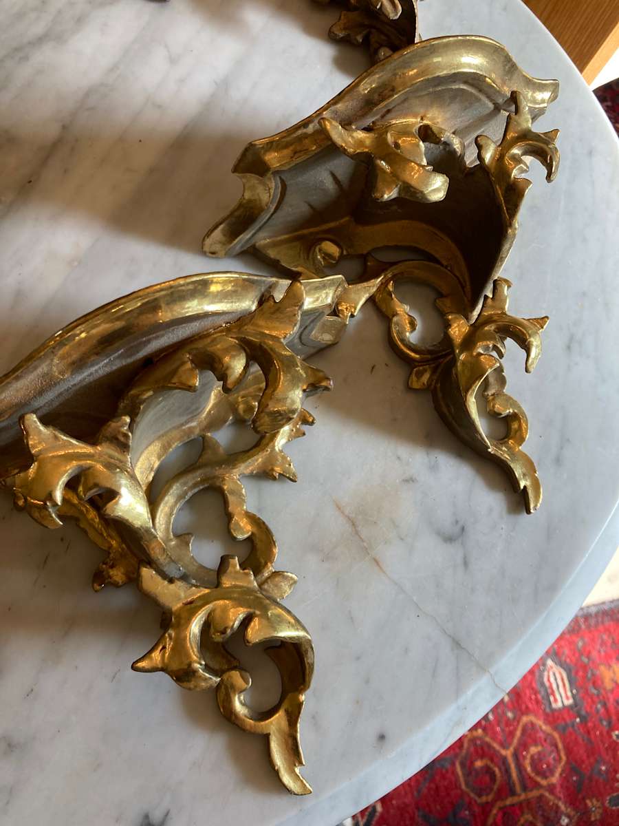 hand carved Italian gold guilt wall shelves 