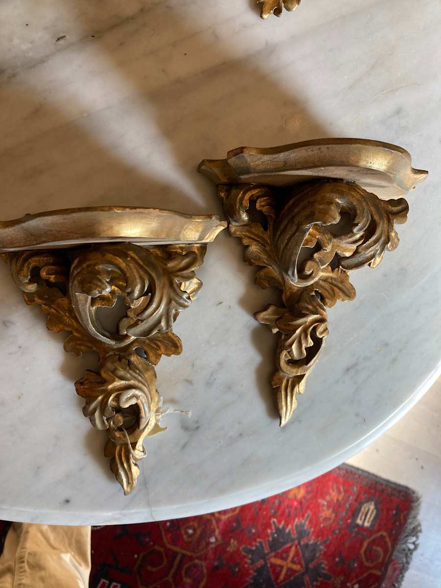 hand carved Italian gold guilt wall shelves 