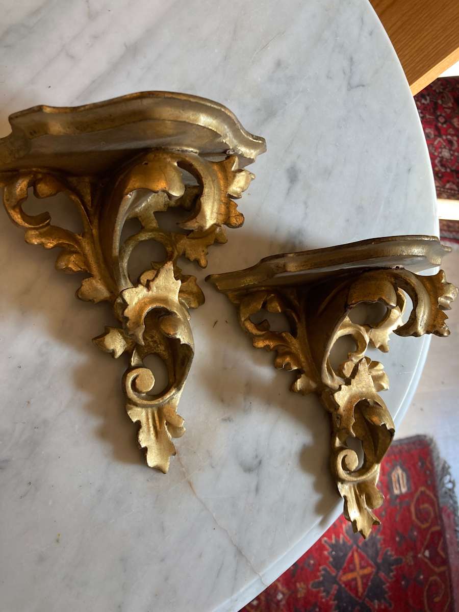 hand carved Italian gold guilt wall shelves 