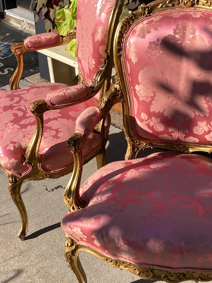 Pair of gold gilt Louis the IV arm chairs 