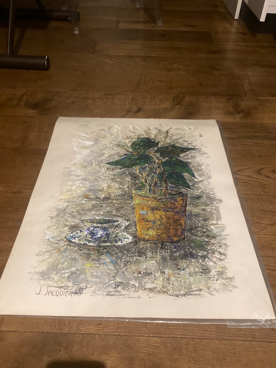 Original painting on paper of plant in flower pot 