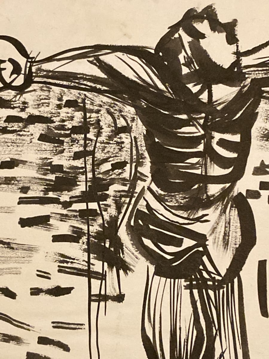 Original vintage ink drawing of a crucifix by James Quentin Young 