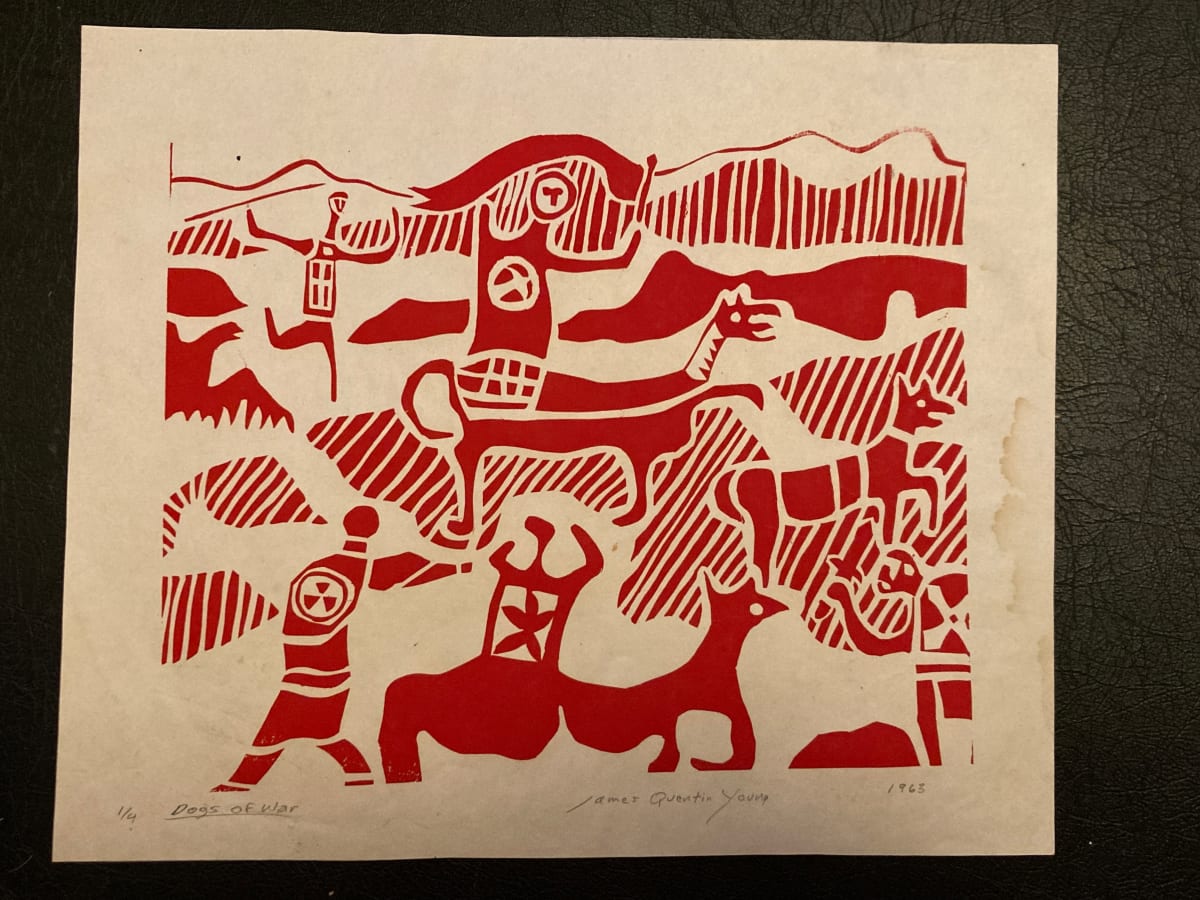 Dogs of War Lino cut by James Quentin Young 