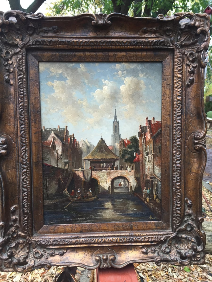 Framed original oil painting traditional landscape 