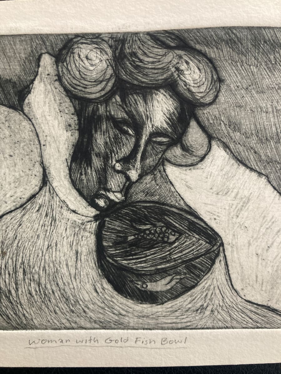 "Woman with gold Fish Bowl"  by James Quentin Young 