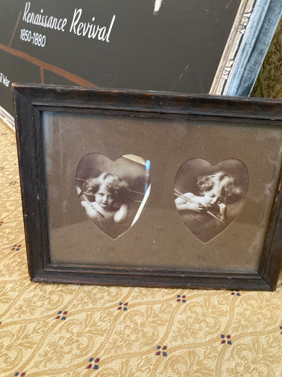 framed cherub photo lithograph 