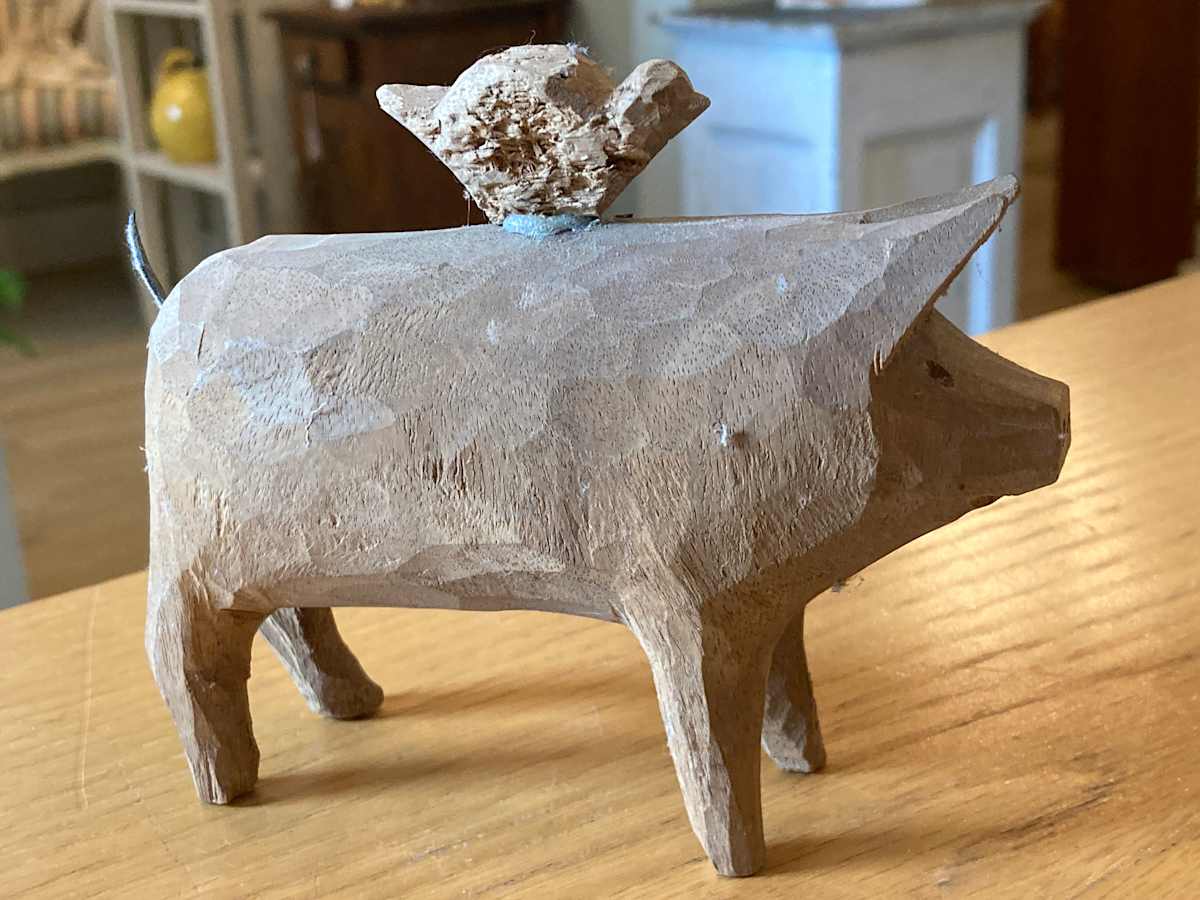 Hand carved pig 